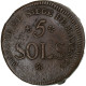 France, 5 Sols, Siège De Mayence, An II (1793), Mayence, Bronze, SUP - Other & Unclassified