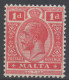Malta Scott 68 - SG99, 1921 George V 1d MH* - Malta