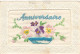 Carte Brodée à La Main Anniversaire Pensée Fleurs Panier Envoyée De Martigny Pour Sembrancher 1933 - Boncourt