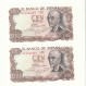 CRBS0968 PAREJA CORRELATIVA BILLETE ESPAÑA 100 PESETAS 1970 SERIE 9A SIN CIRCULAR - Andere & Zonder Classificatie