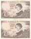 CRBS0966 PAREJA CORRELATIVA BILLETES ESPAÑA 100 PESETAS 1965 SIN SERIE - Otros & Sin Clasificación