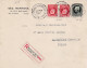 36115# ROI ALBERT 1er TYPE MONTENEZ LETTRE RECOMMANDEE Obl BRUXELLES MIDI K BRUSSEL ZUID K 1933 SARREBOURG MOSELLE - 1921-1925 Piccolo Montenez