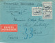 3 X 727 Sur Lettre Express Liège 11 VIII 1946 Via Bruxelles A Paris Vers Paris 26 & 33 12 VIII 1946 Tarif Exact 9.45Fr  - Sonstige & Ohne Zuordnung