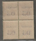 MARTINIQUE - N°4 ** En Bloc De 4  (1888-91) 05 Sur 20c Brique Sur Vert - Neufs