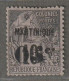 MARTINIQUE - N°10c Obl (1888-91) 05 Sur 10c Noir Sur Lilas . Signé : "point Après C Plus Haut" - Gebraucht