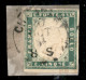 Antichi Stati Italiani - Sardegna - 1855 - 5 Cent Verde Pisello (13c) - Usato Su Frammento - Cert. AG - Altri & Non Classificati