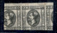 Regno - Vittorio Emanuele II - 1863 - Prove - Coppia Del 15 Cent (12) Con Più Impronte In Nero Sovrapposte Fronte Retro  - Autres & Non Classés