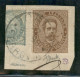 Regno - Umberto I - 1879 - 30 Cent Umberto (41) Su Frammento Con Parte Di 5 Cent - Annullo Completo Torino/Ferrovia 22/? - Sonstige & Ohne Zuordnung