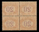 Regno - Servizi - 1894 - 20 Cent (22p) In Quartina Con Decalco Completo - Gomma Integra - Andere & Zonder Classificatie