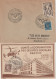 Cérès De Mazelin, Lettre Obl: Ailes Brisées 13/11/47 + Carte Avec Vignette Hélicoptère 8/6/47 Lyon . Collection BERCK. - 1945-47 Ceres Of Mazelin