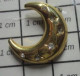 713J Pin's Pins / Beau Et Rare / ESPACE / CROISSANT DE LUNE METAL JAUNE ET BRILLANTS - Spazio