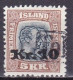 IS019C– ISLANDE – ICELAND – 1926 – KING CHRISTIAN IX / TOLLUR CANCEL – Y&T # 122 USED 30 € - Used Stamps