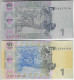 Ukaine Banknote Issues 1 Hryvnia 2005 And 2006 Pick-116b And 116Aa Uncirculated - Oekraïne