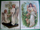 ANGE JOLI LOT X 2 Cpa Gaufrées ANGES De PÂQUES 1905 & 1907. EASTER ANGEL LOT OF 2 EMBOSSED EARLY  PC - Angeli