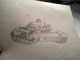 Dessin Original Ancien Dessin, D’un Tank Militaire, Char Militaire Militaire à L’intérieur Drapeau - Zeichnungen