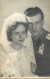 Marriage Souvenir Photo Postcard Military Groom And Bride - Noces