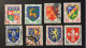 1958 /60 France - Coat Of Arms Of Provinces - 8 Stamps Used - 1941-66 Armoiries Et Blasons