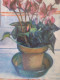 Delcampe - Fernand PROUST (XXème) Huile Sur Toile Nature Morte Aux Fleurs "Cyclamen" 1998 - Oelbilder