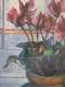 Delcampe - Fernand PROUST (XXème) Huile Sur Toile Nature Morte Aux Fleurs "Cyclamen" 1998 - Olieverf