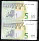 New Issue 2023 Two Pieces Consecutive Numbers Greece  Printer Y008A5 ! "Y" 5 EURO GEM UNC! Lagarde Signature! New Issue! - 5 Euro
