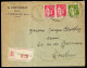 1935 Lettre Recommandée (32) FLEURANCE Gers, En-tête B. POUYDEBAT Avec Type Paix YT 283 (paire) + 284A Cachet Horoplan - 1932-39 Paz