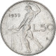 Monnaie, Italie, 50 Lire, 1959, Rome, TB+, Acier Inoxydable, KM:95.1 - 50 Lire