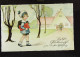 Grußkarte- Zeichnung: "Einschulung" Mädchen Und Kinder Auf Gang Zur Schule Vom 11.4.1939 Mit 8 Pf Hindenburg - Eerste Schooldag