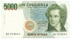 5000 LIRE BANCA D'ITALIA VINCENZO BELLINI LETTERA D 26/11/1996 QFDS - Autres & Non Classés