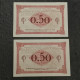 LOT 2 * BILLET SUIVI 50 CENTIMES 10 03 1920 CHAMBRE DE COMMERCE FRANCE / BANKNOTE - Cámara De Comercio