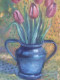 Delcampe - Fernand PROUST (XXème) Huile Sur Toile Nature Morte Au Fleurs "Tulipes" 1992 - Oelbilder