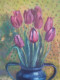 Delcampe - Fernand PROUST (XXème) Huile Sur Toile Nature Morte Au Fleurs "Tulipes" 1992 - Oelbilder
