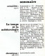 Revue SCIENCES DU MONDE  Le Temps Et La Météorologie Meteo    N° 113  1973 - Wissenschaft