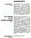 Revue SCIENCES DU MONDE  Le Temps Et La Météorologie Meteo    N° 113  1973 - Science