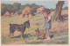 ILLUSTRATEUR GEORGES REDON - FILLETTE - RENCONTRE IMPREVUE -  CHIEN - Redon