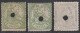 00619/ Spain 1873/74 Mint Telegraphed (Drilled Hole) X3 Allegorical Figure Of Peace + Justice - Verzamelingen