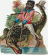 7 Scraps  Découpis  Black People  Riding A Ostrich , Crocodile , Rinoceros , Donkey ,Hipopothamus , Camel - Dieren