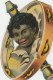 C1885 - 4 Scraps Die Cut  Black People Funny  Children's Heads  Coffee Mill Coffee Cup Box PUB ART Litho Caricature - Engel