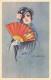 Illustrateur Illustration Zandrino Femme Avec Un Eventail Art Deco - Zandrino