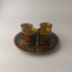 Vintage Khokhloma Wooden Set Of 4 Glasses And Tray Hand Painted Russia #5511 - Spoons