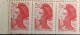 Variété 2427-C2 Découpe Du Carnet Et Des Timbres En Travers Liberté 2.20 Rouge - Modernes : 1959-...