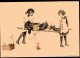 Dessin - Illustration Signée  Raphael KIRCHNER - Jeunes Enfants Jouant Aux Infirmiers / Brancardier - Croix Rouge - Autres & Non Classés