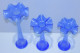 Delcampe - -6 JOLIS VASES En VERRE BLEU AVEC UNE BELLE COLLERETTE Volantée Déco  XXe    E - Vases