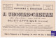 TBE - Rare Facture Type Carte De Visite 1900s Teinturerie J. Thomas-Castan Saint-Affrique Aveyron Publicité A51-15 - Tarjetas De Visita