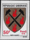 Gabon 1976 Y&T 365 à 367 Non Dentelés. Armoiries De Villes VI. Poissons, Feu, Marteaux - Sellos