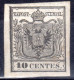 * 1850 Lombardo Veneto 10 Cent. Nero Nuovo Con Gomma Cert. E.Diena Sassone N2 (11000) - Lombardo-Vénétie