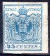 * 1850  Lombardo Veneto 45 Cent Azzurro N12 Sass. Cert. Terrachini Nuovo Con Gomma(III Tipo) (47500) - Lombardo-Venetien