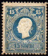 * 1858 Lombardo Veneto 15 Soldi Azzurro Sassone N 27 Sassone Cert Cardillo (32000) - Lombardo-Venetien