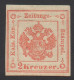 * 1859 - Lombardo Veneto 2 Kreuzer Verimiglio (3) Tasse Per Giornali, Cert. D. Fabris (1.800) - Lombardy-Venetia