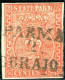 Us 1853/55 Parma - 15 Centesimi Rosso Vermiglio (7a) Tutti I Margini Completi, Cert. L. Guido - Parma