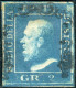 Us 1859 - Sicilia "2 Grana Azzurro Vivo" (6f) I Tav. Carta Di Napoli Usato Pos. 49/100, Diena & Cer. L. Guido (500) - Sicily